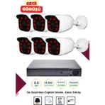 OEM Irtech-6 Kameralı Güvenlik Kamera Seti Gece Görüşlü-Su Geçirmez-Tak Çalıştır G01 - Beyaz