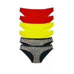 OEM MDN-NEW00940 6 Adet Likralı Kadın Slip Külot Leopar Kırmızı Sarı Mudanis