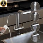 OEM Mutfak Eviye Bataryası Dual Flow Arıtma Çıkışlı Duş Şelale 4 Fonksiyonlu Yeni Mat Krom Ithal 7 Yıl Garanti