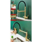 OEM Mutfak Evye Bataryası Dual Flow Su Arıtma Çıkışlı Mıknatızlı Spiral 2 Akış Mod Mat Gold 7 Yıl Garantili Ithal
