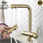 OEM Mutfak Evye Bataryası Dual Flow Su Arıtma Çıkışlı Spiralli 2 Fonksiyonlu Fiskiye 7 Yıl Garantili Ithal Mat Gold