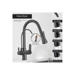 OEM MUTFAK EVYE BATARYASI DUAL FLOW SU ARITMA ÇIKIŞLI YENİ TASARIM MAT SİYAH+4 FARKLI MOD AYARLI İTHAL MAT SİYAH, Model Kodu: A0216