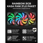 Oem Rainbow Rgb Gökkuşağı Molex Kasa Fanı 120 mm - 3'lü Paket - 120 x 120