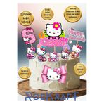 OEM Roekraft Hello Kitty temalı pasta süsü, Hello Kitty doğum günü seti