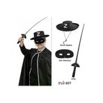 OEM SM-SMRE103G002 Zorro Kostüm Seti 3’Lü Çocuk – Şapka, Maske Ve Kılıç