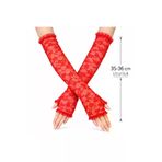 OEM SM-SMRG082-K Uzun Zarif Dantel Eldiven Parmaksız Kırmızı 35 Cm