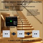 Oem Ultra Akıllı Merdiven Aydınlatma Sistemi ve 3 Adet Lazer Sensör/Profesyonel Seri - 16 BASAMAK KONTROL KİTİ