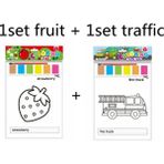 OEMG 8 Adet Boyama Kitapları Çocuklar Için Oyuncaklar Montessori Çocuklar Suluboya Kağıt Oyuncaklar Taşınabilir Bebek Montessori Boyama Eğitim Oyuncak Renk: Meyve ve Trafik (Yurt Dışından) - Kutu Oyunları