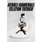 OEMTR Telefon Tutucu LED Işıklı Kumandalı Mikrofon Telefon Vlog Video Kayıt - Çok Renkli