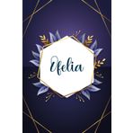 Ofelia: Taccuino personalizzato con il nome Ofelia | Regalo di compleanno per moglie, mamma, sorella, figlia ... | Foglie blu | 110 pagine a righe, Piccolo formato 6x9 pollici (15,24 x 22,86 cm)