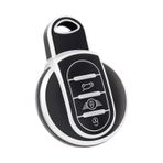 OFF WE GO BMW Anahtarlık Kılıfı, Yumuşak TPU Koruma Anahtarlık Kılıfı BMW Mini Cooper F54 F55 F56 F57 F60 Akıllı Uzaktan Araba Anahtarı Kabuk Tutucu Aksesuarları (Gümüş Siyah)