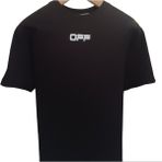 Off-White Bisiklet Yaka Sırt Baskılı T-Shirt - M - 001-Siyah