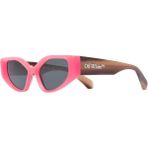 Off-White OERI063 2107 54-19 Kadın Güneş Gözlüğü – Pembe Cat Eye Çerçeve & Siyah Mat Cam