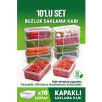 OFFBOX 10 Adet Sızdırmaz Kapaklı Derin Dondurucuya Mikrodalgaya Uygun Saklama Kabı 1 Litre