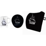 Office Küp 3'lü Ofis Seti Bel Yastığı Kahve Bardağı Mouse Pad Siyah Gemi