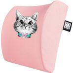 Office Küp Bel Yastığı Ofis Koltuk Minderi Pembe Meraklı Kedi
