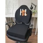 Officekup Visco Gamer Oyuncu Bel Yastığı ve Kare Oturma Minderi 2'li Set Siyah Tedy Bear