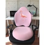 Officekup Visco Gamer Oyuncu Bel Yastığı ve Yuvarlak Oturma Minderi 2'li Set Pembe Flamingo Somon