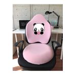 Officekup Visco Gamer Oyuncu Bel Yastığı ve Yuvarlak Oturma Minderi 2'li Set Pembe Panda