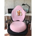 Officekup Visco Gamer Oyuncu Bel Yastığı ve Yuvarlak Oturma Minderi 2'li Set Pembe Tedy Bear