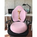 Officekup Visco Gamer Oyuncu Bel Yastığı ve Yuvarlak Oturma Minderi 2'li Set Pembe Zürafa