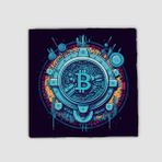 Offo Bitcoin ve Kripto Para Tasarımlı Doğal Taş 10x10 cm Bardak Altlığı