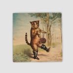Offo Çizmeli Kedi Tasarımlı Doğal Taş 10x10 cm Bardak Altlığı