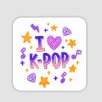Offo I Love K-Pop Temalı Kare 10x10 cm Bardak Altlığı