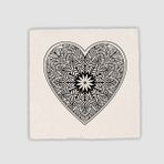 Offo Kalp Mandala Tasarımlı Doğal Taş Kare 10x10 cm Bardak Altlığı