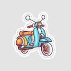 Offo Renkli Motosiklet Tasarımlı Beyaz Sticker