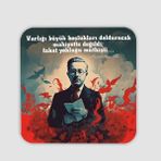 Offo Sabahattin Ali Sözler Koleksiyonu 1 Kürk Mantolu Madonna Kare 10x10 cm Bardak Altlığı
