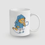 Offo Uykucu Garfield Tasarımlı Beyaz 300 ml Bardak Kupa