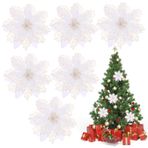 OFFSCH 6 Adet Noel süsleri sahte yeşillik çelenk Noel süsü sahte Atatürk çiçeği çiçekleri yılbaşı süsü yilbaşi süsü yapay çiçek noel ağacı dekoratif çiçek noel plastik çiçek beyaz
