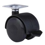 Ofis Koltuk Dolap Etejer 360 Derece Döner Tablalı, Frenli Plastik Mobilya Tekerleği, Sehpa Tekeri + Montaj Vidaları (Çap: 50 mm)