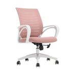 Ofis Masası Sandalyesi Ergonomik Ofis Koltuğu Ev Tekerlekleri Orta Sırt Mesh Ofis Masası Döner Döner Çalışma Koltuğu Ergonomik Ofis Sandalyesi(Pink)