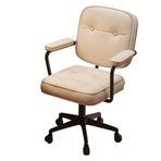Ofis Masası Sandalyesi Küçük Ofis Koltuğu Suni Deri Yatak Odası Bilgisayar Sandalye Ev Rahat Ofis Koltuğu Kaldırma Döner Sandalye Tekerlekler ile Ergonomik Ofis Sandalyesi(Beyaz)