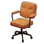 Ofis Masası Sandalyesi Küçük Ofis Koltuğu Suni Deri Yatak Odası Bilgisayar Sandalye Ev Rahat Ofis Koltuğu Kaldırma Döner Sandalye Tekerlekler ile Ergonomik Ofis Sandalyesi(Orange)