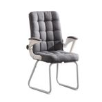 Ofis Masası Sandalyesi Kumaş Yastık Ev Ofis Koltuğu Rahat ve Yumuşak Masa Sandalye Orta Arkalık Ofis Koltuğu Metal Taban Tekerlekler Olmadan Ergonomik Ofis Sandalyesi(Gray)