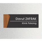 Ofis Oda Kapı Isimliği Yönlendirme Tabelası 26X10CM Antrasit - Ceviz - Klinik Psikolog - 26 x 10 cm - 1 Adet