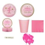 Ofis Turka 1 Yaş One Little Star Pembe Parti Seti 8 Kişilik