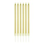 Ofis Turka Altın Renk İnce Uzun Mum 6 Adet 14 cm