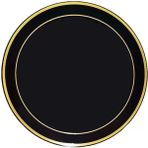 Ofis Turka Plastik Gold Renk Işlemeli Siyah Tabak 26 cm - 6 Adet