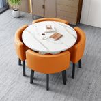 Ofis Yemek Masası Seti İş ve Otel Yuvarlak Sehpa 4 Sandalyeli Küçük Boş Zaman Balkon Mobilyaları Modern Turuncu Masa ve Sandalye Seti