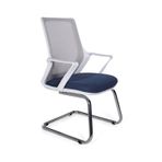 Ofisbazaar Alf Beyaz Fileli Misafir Koltuğu | Ergonomik Toplantı ve Bekleme Koltuğu Mavi/gri