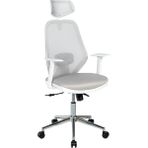 Ofisbazaar Dali Ergonomik Başlıklı Beyaz Gri Fileli Çalışma Koltuğu