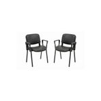 Ofisbazaar Form Siyah Deri Kolçaklı Misafir Sandalyesi 2'li Set | Metal Ayaklı Ergonomik Bekleme San