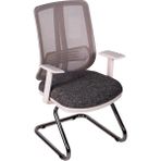 Ofisbazaar Up Beyaz Fileli Misafir Koltuğu | Ergonomik Toplantı ve Bekleme Koltuğu Desenli Gri