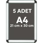 OfisDS 5 Adet A4 Alüminyum Çerçeve Rondo Köşe Aç Kapa Açılır Kapanır - 21X30