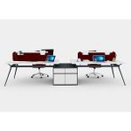 Ofisimi Deep 360 cm Dörtlü Wıde Etajerli Çalışma Ofis Masa Workstation (Lake Beyaz/antrasit)