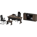 Ofisimi Omix L Masa Çalışma Ofis Masa Takımı 180 Cm (Koyu Meşe)